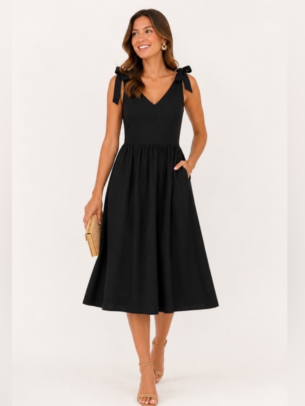 Market & Spruce Bow Sleeve Mixed Media Dress NWT